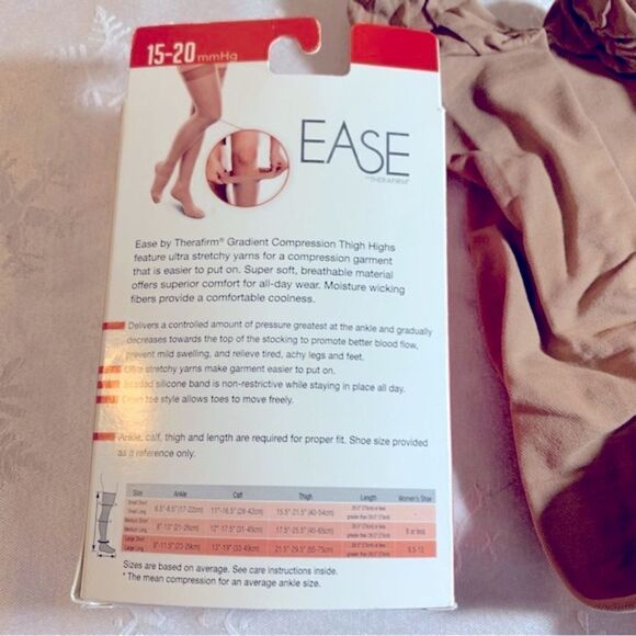 Ease Therafirm Compression Thigh Highs Sand Color Sz Large Short New in Box - Picture 5 of 6